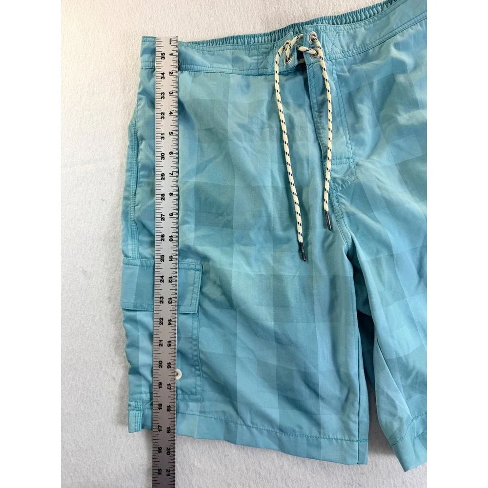 Tommy Bahama Mens Blue Tonal Checkered Cargo Swim Trunks Board Shorts Sz M